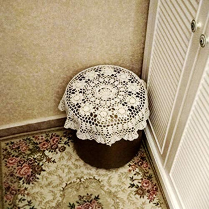 Damanni Beige Cotton Handmade Crochet Lace Tablecloth Doilies Table Overlay,Round,23 Inch,2PC - size: Beige-2pc-23 Inch