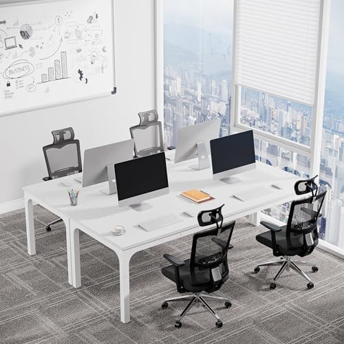 Tribesigns 6.5 FT Conference Room Table, 78.74" W x 27.56" D Large Office Conference Table, Modern Seminar Meeting Table Desk for Boardroom, Meeting Room (1, White) - color: White