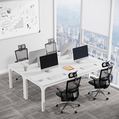 Tribesigns 6.5 FT Conference Room Table, 78.74" W x 27.56" D Large Office Conference Table, Modern Seminar Meeting Table Desk for Boardroom, Meeting Room (1, White) - color: White