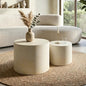 Nesting Coffee Table Set of 2, Modern Round Wooden Coffee Tables, Accent End Side Table for Small Space Living Room,Beige - color: Beige