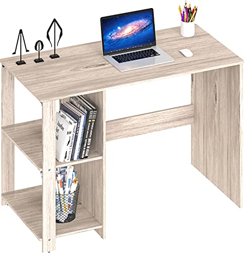 SHW 38-Inch Home Office Computer Desk with Shelves, Maple - color: Maple