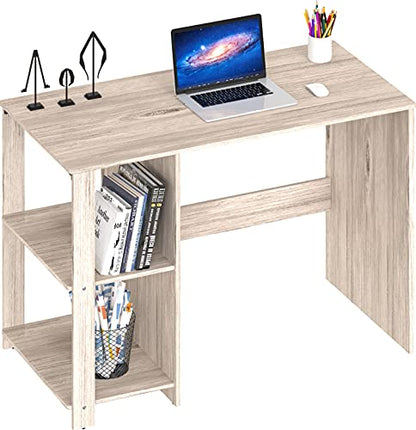 SHW 38-Inch Home Office Computer Desk with Shelves, Maple - color: Maple
