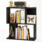 22’’ H Geometric Bookshelf, 2-Tier S-Shaped Floor Bookcase, Freestanding Open Display Book Shelf for Small Spaces, Low Side Table for Living Room & Bedroom (1, Black) - color: Black