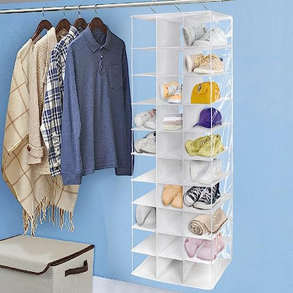 Libeder Hanging Closet Organizers - 30 Section Shoe Shelves, Space Saving Shoe Holder, White - color: White, size: 30 Sections
