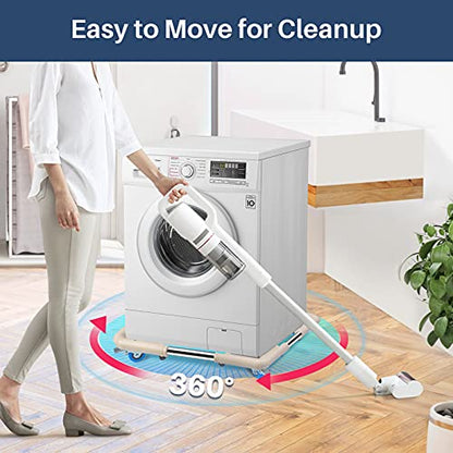 SPACECARE Mini Fridge Stand Mobile Roller, Adjustable Furniture Dolly with 4 Locking Wheels, Heavy Duty Washing Machine Base, Universal Appliance Pedestal for Dryer and Refrigerator- Off White - color: Ivory