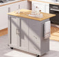 SUNLEI Kitchen Island on Wheels with Storage Cabinet & Foldable Drop Leaf, Rolling Kitchen Table, Cart Handle for Towel Rack, Drop Leaf, Portable Islands for Kitchen (Cement Gray, 39.7-INCH) - size: 39.7 INCH, style: Grey