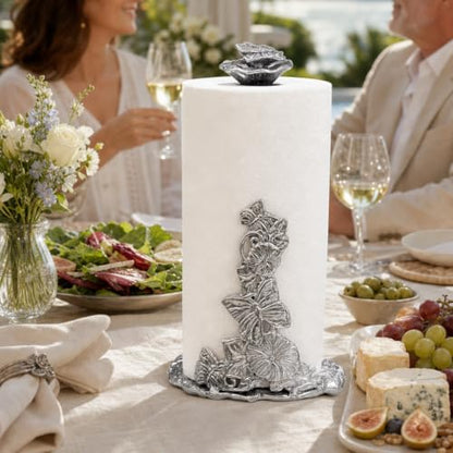 Arthur Court Butterfly Paper Towel Holder - Decorative Aluminum Design for Kitchen Countertop - 13 Inch Tall with Weighted Base - size: Butterfly