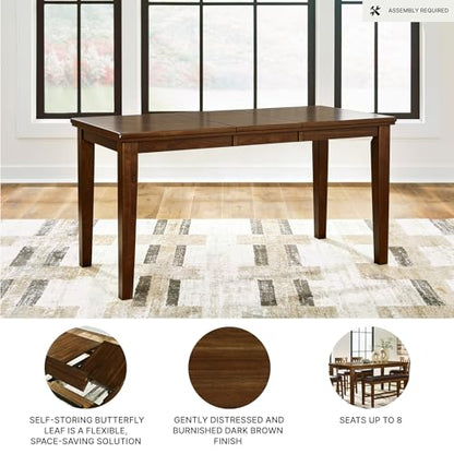 Signature Design by Ashley 1-Piece Counter Height Dining Table, 60-78 in | 18-in self-storing butterfly leaf, Hardwood solids, select acacia veneers and engineered wood, Medium brown, Ralene Series - color: Medium Brown, style: Counter Height Table