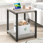 FOLUBAN Modern Side Table, Square End Table with Storage for Living Room Office, Rustic Bedside Table for Bedroom, Small Spaces, Light Grey - color: Light Grey
