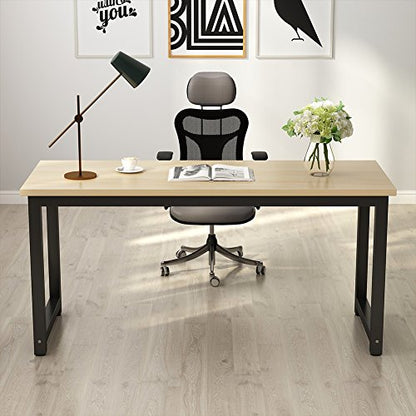 Tribesigns Computer Desk, Large Office Desk Computer Table Study Writing Desk for Home Office, Walnut + Black Leg, 63 X 23.6 inch - color: Walnut + Black Leg, size: 63*23.6 inch