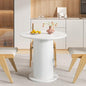 31.5 inch Round Dining Table for 2, Modern Farmhouse Kitchen Table, Small Circle Dining Tables with Wood Strip Base for Kitchen Living Room (White) - color: White