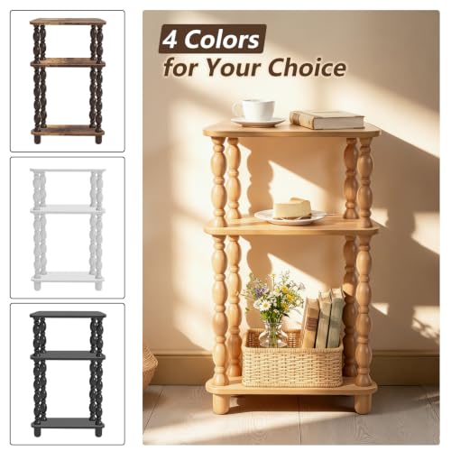 3-Tier Small Side Table, Narrow End Table, Natural Wood | Modern Accent Table, Skinny Bedside Nightstand, For Small Spaces, Bedroom & Living Room - color: Natual Wood, size: Narrow