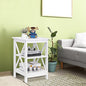 Nouva Side Table - Square Small End Table w/Storage Shelf, Tall Nightstand w/X-Design for Living Room Bedroom Office Bathroom,White - color: White
