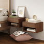 Nathan James Jackson Wall Mounted Floating Bedroom Nightstand with Storage Drawer and Modern Open Shelf Cubby Set of 2, Dark Brown Walnut - color: Brown Walnut, size: Set of 2