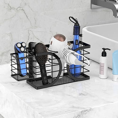 Hair Dryer Holder 3in1 Hair Tool Organizer/Wall Mounted,Cabinet Door or Desk-based Blow Dryer Holder/Height-adjustable Curling Iron Holder/Bathroom Cabinet Organizer for Flat Irons | Hair Dryer Holder Wall mount Height-adjustable Curling Iron Holder/Bathr