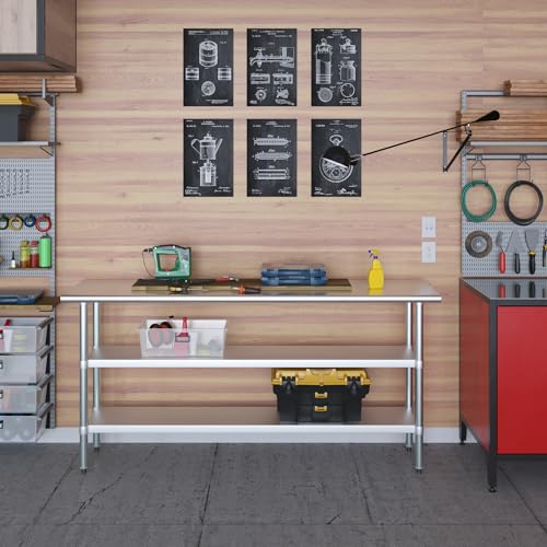 Stainless Steel Work Table with 2 Shelves | Metal Utility Table | Commercial & Residential NSF Utility (Stainless Steel Table with 2 Shelves, 72" Long x 18" Deep) - size: 72" Long x 18" Deep