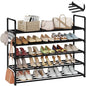 Metal Shoe Organizer,5 Tiers Shoe Storage Shoe Rack with Hooks,Fit 20-25 Pairs,Adjustable Shoe Shelf for Entryway,Hallway,Bedroom,Metal Bottom Support - size: 5 Tier