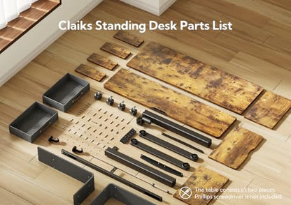 Claiks Standing Desk with Drawers, Stand Up Electric Standing Desk Adjustable Height with Storage Shelf and Splice Board, 48 Inch, Rustic Brown - color: Rustic Brown, size: 47.2×23.6