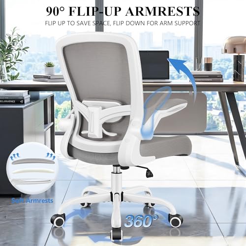 FelixKing Office Chair, Ergonomic Desk Chair Breathable Mesh Chairs Adjustable High Back Lumbar Support Flip-up Armrests, Executive Rolling Swivel Comfy Computer Chairs Home Office Gray - color: Grey
