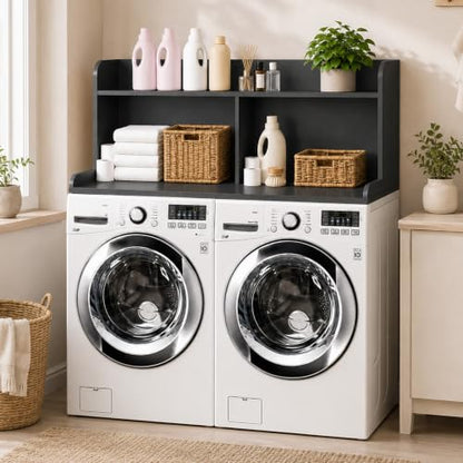 Royxen Laundry Countertop with 20“ Shelf Universal Fit, Washer and Dryer Countertop with Storage Space, Black - color: Black