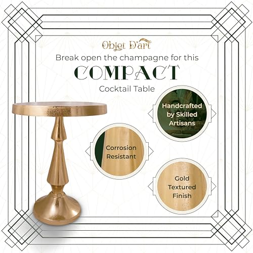 OBJET D'ART Larissa Medium Round Metal Side Table, 21.5" H | Vintage Metal Accent, Accent Table, Pedestal, Cocktail, Drink Table, Living Room, Small Spaces, Larissa, Easy to Display - style: Larissa Grande