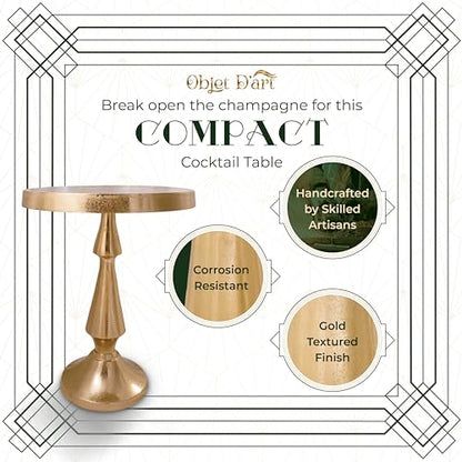 OBJET D'ART Larissa Medium Round Metal Side Table, 21.5" H | Vintage Metal Accent, Accent Table, Pedestal, Cocktail, Drink Table, Living Room, Small Spaces, Larissa, Easy to Display - style: Larissa Grande