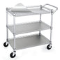 WDT 990Lbs Capacity Heavy Duty Rolling Utility Cart, NSF Rolling Carts with Wheels,Commercial Grade Metal Cart with Handle Bar & Shelf Liner,Trolley Serving Cart for Restaurant,Kitchen,Gray - color: Gray-3 Tier