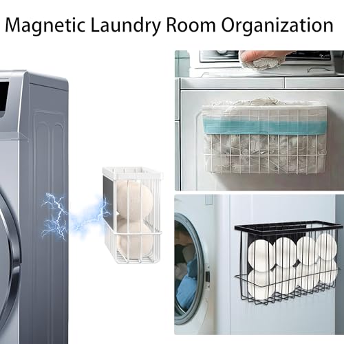 Magnetic Shelf Fridge Basket Bin for Whiteboard Washer Dryer Locker Cabinet | No Drilling Or Tools Needed, Reusable Magnet Organizer Classroom Office Home Kitchen Laundry Storage Rack Container Holder - style: (1-Pack) Black/L