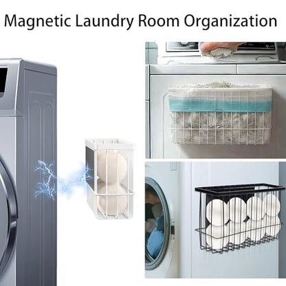 Magnetic Shelf Fridge Basket Bin for Whiteboard Washer Dryer Locker Cabinet | No Drilling Or Tools Needed, Reusable Magnet Organizer Classroom Office Home Kitchen Laundry Storage Rack Container Holder - style: (1-Pack) White/L