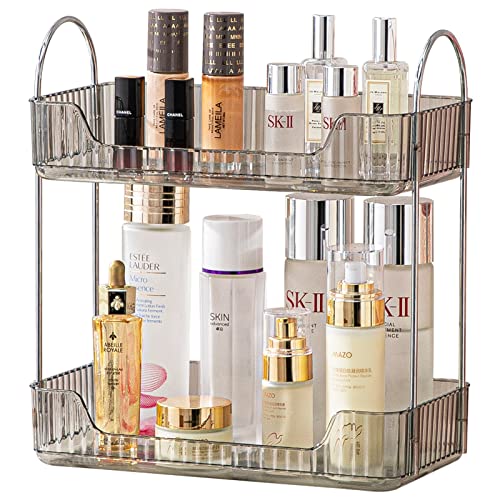 shuang qing 2 Tier Bathroom Counter Organizer Countertop Storage, Cosmetics Skincare Shelf Organizer, Makeup Organizer Perfume for Dresser Vanity Tray, Spice Rack Organizer for Kitchen (Grey) - color: Suya Grey, size: Standard-2 Tier
