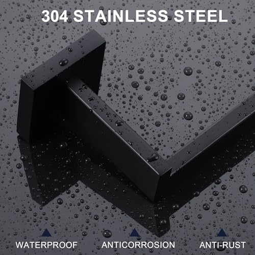 LANC Black Toilet Paper Holder, Bathroom Toilet Paper Roll Holder Wall Mounted for Bathroom Kitchen, Modern Matte Black TP Holder Dispenser Hangers Square SUS304 Stainless Steel, A8807MB - color: Matte Black, size: Right Hand(Screw)