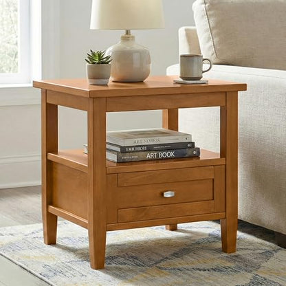 SIMPLIHOME Warm Shaker Solid Wood 20 inch Wide Rectangle Transitional End Side Table in Light Golden Brown for the Living Room and Bedroom - color: Light Golden Brown, size: 20 inch, style: End Table