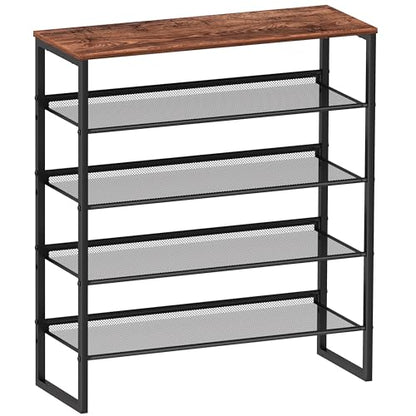 CHEMPFR Shoe Rack - Sturdy Steel Shoe Organizer for Front Door Entrance Closet Entryway with Spacious Top - Industrial Style Strong Mesh Storage Shelves (5-Tier 11.8"x36.2"x31.5") - size: 5-Tier