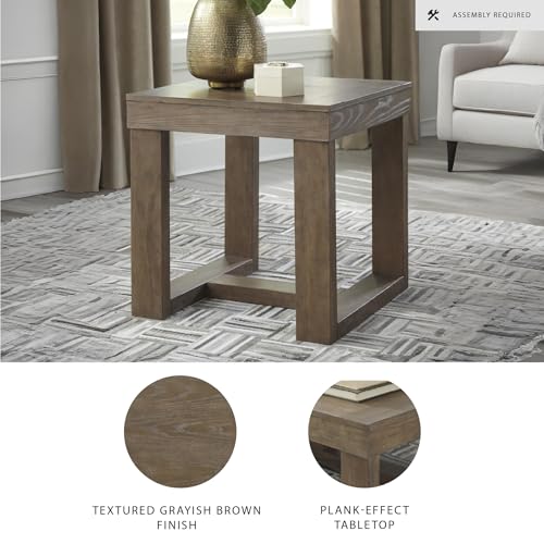 Signature Design by Ashley Cariton Contemporary Oversized Square End Table, Grayish Brown - color: Gray Brown