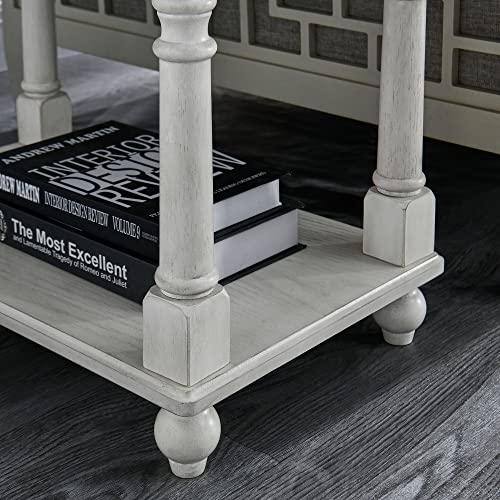 Solid Wood Narrow End Table with Drawer, Sofa Side Table with Storage Shelves, Slim Beside Table ,Telephone for Small Spaces, Living Room, Easy Assembly 22" x 13" x 22.7" AntiqueWhite BBJ004RW - color: Antique White