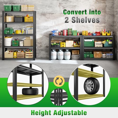 Raybee Storage Shelves Garage Shelving Heavy Duty,5-Tier Adjustable Garage Shelves,Metal Shelving for Garage,Basement, Warehouse,Pantry, 72" H x 31.5" W x 16.5" D，Black - size: 16.5"D x 31.5"W x 72"H,Black