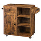 HOOBRO Kitchen Island, Storage Cabinet with Drawer, Kitchen Cart with Spice and Towel Rack, Saving Space, Easy Assembly, for Living Room, Rustic Brown BF12ZD01 - color: Rustic Brown