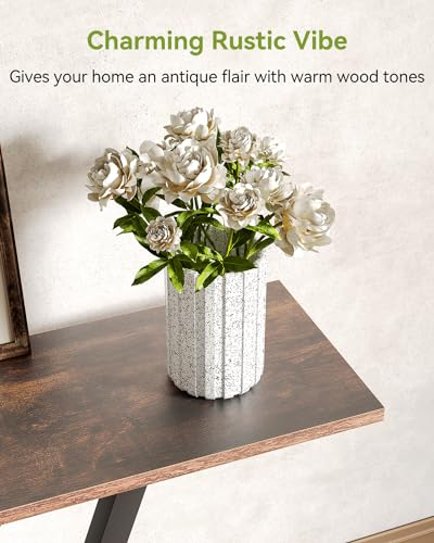 LITTLE TREE Console Table Hallway Table for Entryway 43 Inch Sofa Table Entryway Tables for Living Room, Rustic Brown - color: Rustic Brown