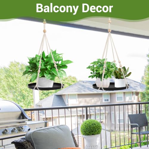 GREANER 2PCS Macrame Plant Hanger, Black Hanging Macrame Plant Holder with Handmade Cotton, Plant Window Hanger for Indoor and Outdoor Use - color: Black