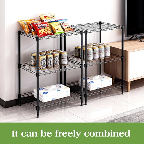 3 Tier Heavy Duty Metal Wire Rack 23.15x13.11x29.92 Inch | Height Adjustable Wire Shelf Structure,High Load Bearing Metal Bracket,Ideal for Kitchen Food Storage and Garage - size: 3 Tier