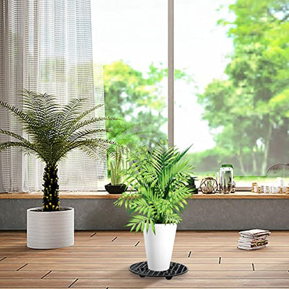 4 Pcs Plant Pot Elevator, Heavy Duty Stand, Black Round Plant Holder, 8 Inch Plastic Risers for Indoor Outdoor Garden Deck Floor Protector (4 Pieces)
