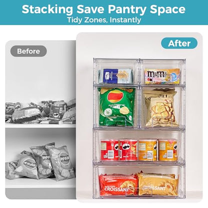Vtopmart 6 Pack Clear Stackable Storage Drawers,Easy to Assemble Pantry Organizers and Storage with handles,Plastic Drawers for Kitchen Pantry,Cabinet,Under Sink Organization - style: 2 Wide+2 Medium+2 Small