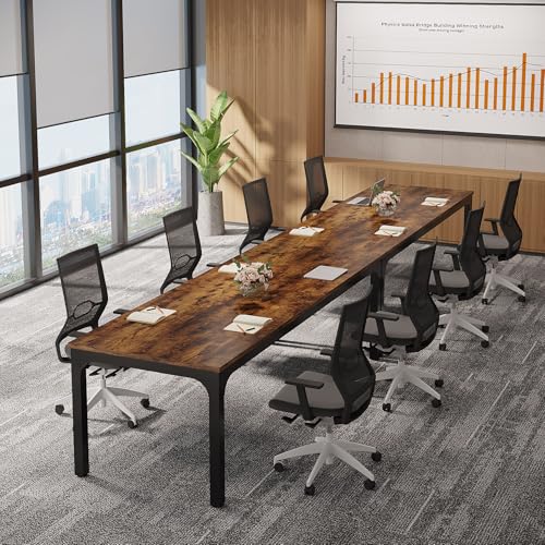Tribesigns 6.5 FT Conference Room Table, 78.74" W x 27.56" D Large Office Conference Table, Modern Seminar Meeting Table Desk for Boardroom, Meeting Room (1, Rustic Brown) - color: Rustic Brown