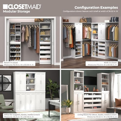 ClosetMaid Modular Storage Shelf Unit with 12 Adjustable Shelves & Dividers, White - color: White