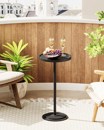 CHOEZON Small Round Side Table, Drink Table for Small Spaces, Pedestal Martini Side Table, Thickened Base, for Living Room, Bedroom, Office, Black TBZ30BB - color: Black