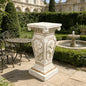European Style Floral Carved Roman Column Pedestal - Resin Decorative Pillar Stand, Indoor / Outdoor Elegant Display Table for Garden, Courtyard, Statues & Home Ornaments(22.05" H x 9.06" W )