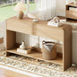 AMERLIFE 55" Modern Entryway Console Table with 2 Storage Drawers | Open Bottom Shelf, Wood Grain Finish, Rounded Edges, Long Sofa Table, Behind Couch, Hallway, Foyer, Living Room, Natural Oak - color: Natural Oak - Flat Panel, size: 55"