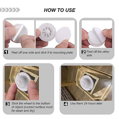 PlusRoc 12 Pack Self Adhesive Caster Wheels for Appliance, Load Capacity 14LBS Per Wheel, Mini Swivel Wheels Sliders Roller for Stand Mixers Air Fryers - style: Nylon Ball