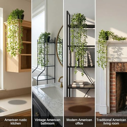 5 Pack Fake Plants - Artificial Hanging Plants & Small Potted Faux Eucalyptus Fern Ivy, UV Resistant Maintenance-Free, for Shelf Wall Desk Home Office Bathroom Indoor Outdoor Decor - size: 5-pack-5in1