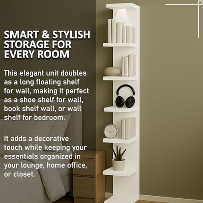 home stuff Wall shelf unit, 11 3/4x74 3/4,Use fixing devices suitable for the walls in your home. (White with LED Light) - color: White With Led Light